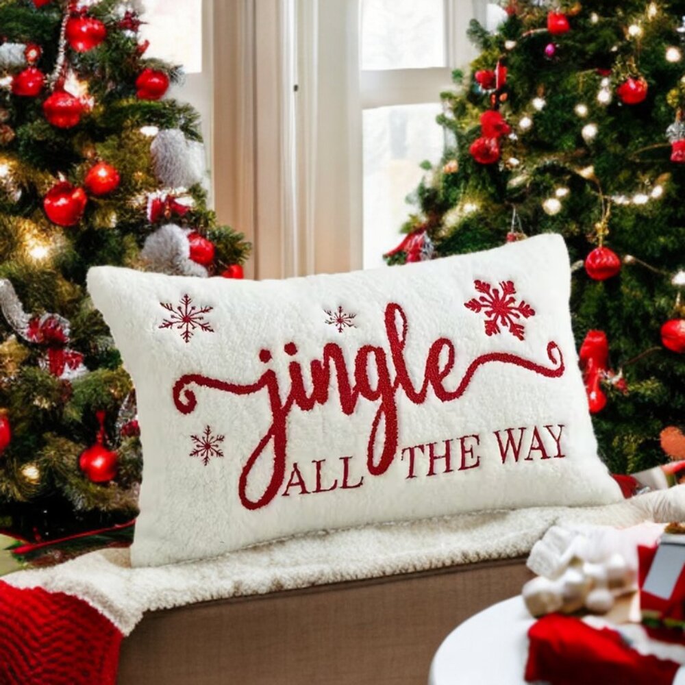 Decorative Christmas Pillow Cover Soft Lumbar Throw Case Holiday Accent Decor